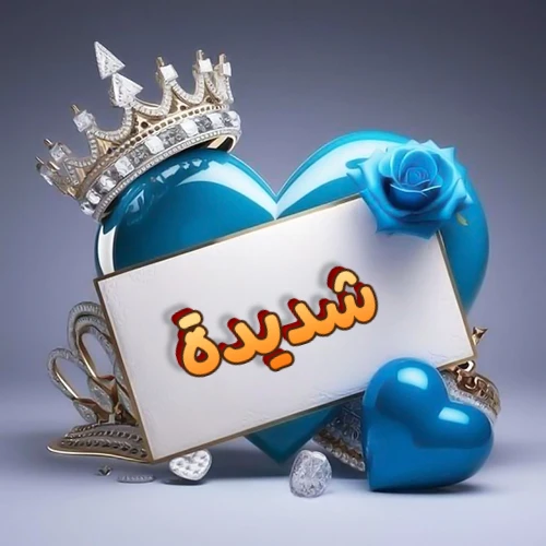 صورة اسم شديدة مكتوب بخط مميز وبرّاق على بطاقة بيضاء، مثبتة أمام قلب أزرق لامع ونابض، يعلوه تاج ملكي مرصع بالجواهر، وتزينه وردة زرقاء فاتنة، مثالية لصور البروفايل وخلفيات الهواتف تعبر عن الحب والتقدير.