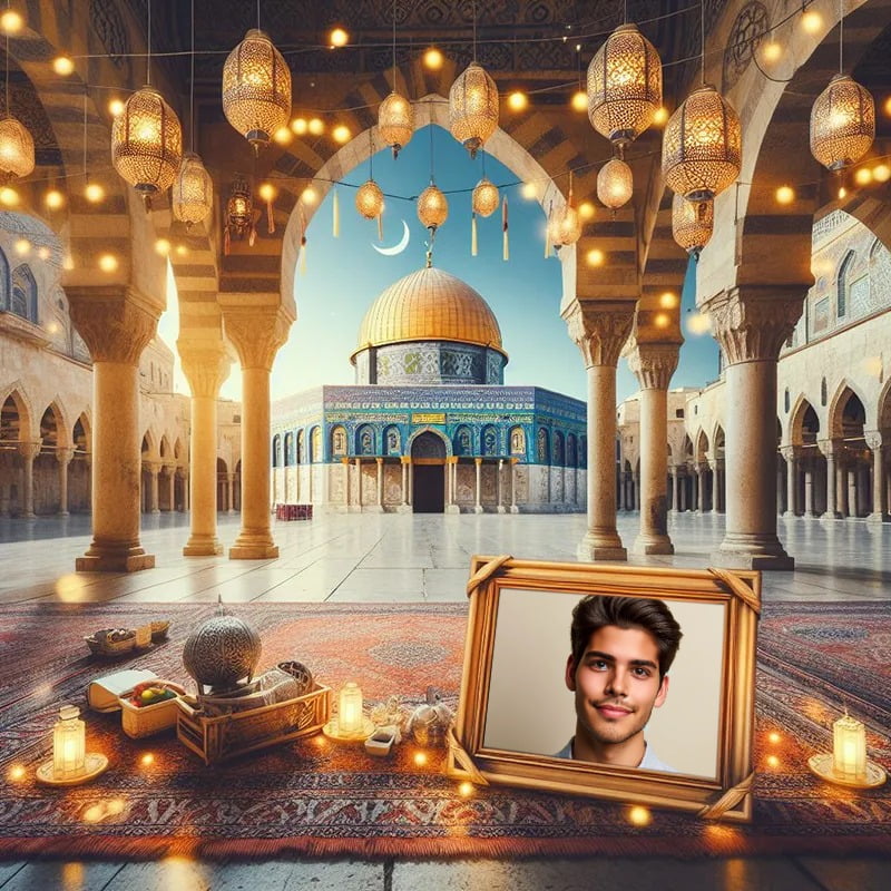 ضع صورتك داخل فريم بخلفية المسجد الاقصى – فريمات واطارات للصور