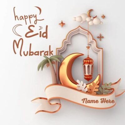 happy eid photo card with name online