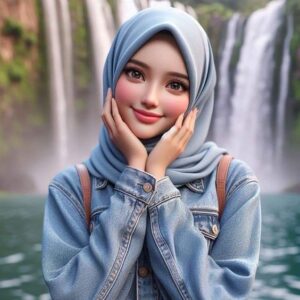 صورة بجوار شلال المياه عن طريق الذكاء الصناعى وتبديل الوجوه