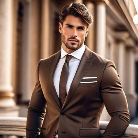 تركيب صور الوجه بالذكاء الصناعى Face Swap صورة شاب ببدلة بنى جميلة