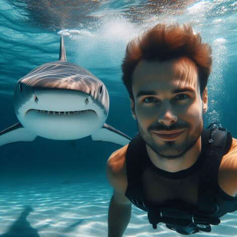 السباحة مع سمكة قرش ممكنة الان ببرنامج تبديل الوجوه